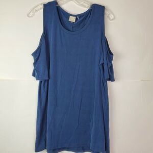 Ecru Women's Navy Blue Cold Shoulder‎ Blouse Lightweight SS Top Size M